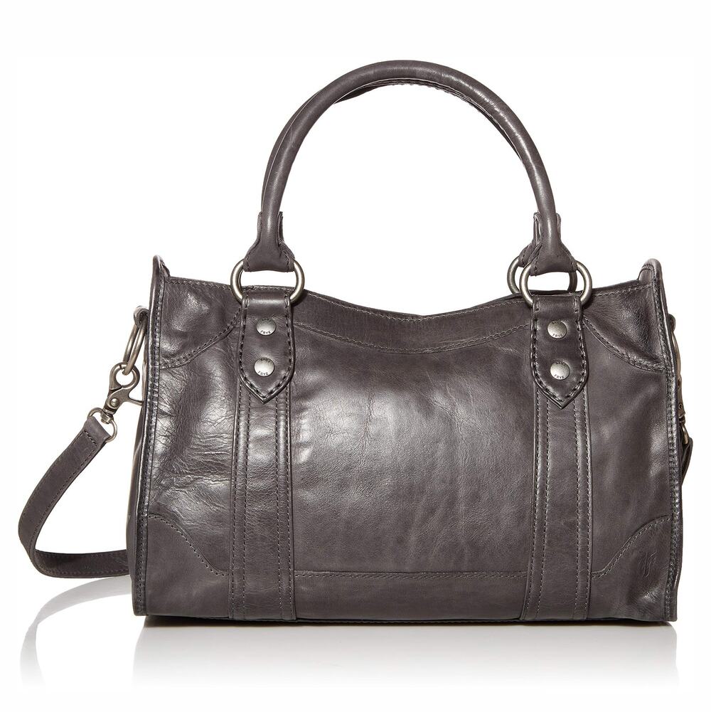 Frye Melissa Zip Satchel Leather Handbag Carbon $388 NWT